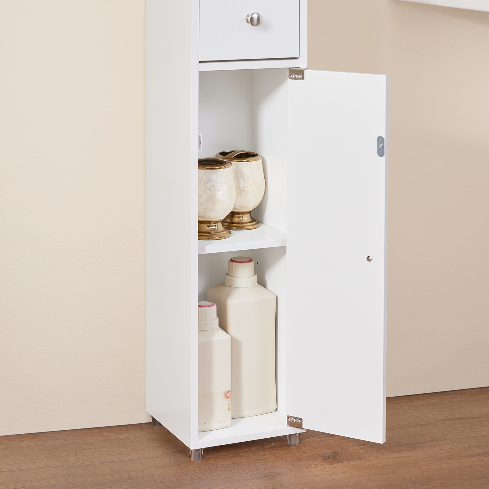 SoBuy BZR34-W, White Bathroom Cabinet Bathroom Shelf Bathroom Tall Cabinet Cupboard, 20x20x180cm