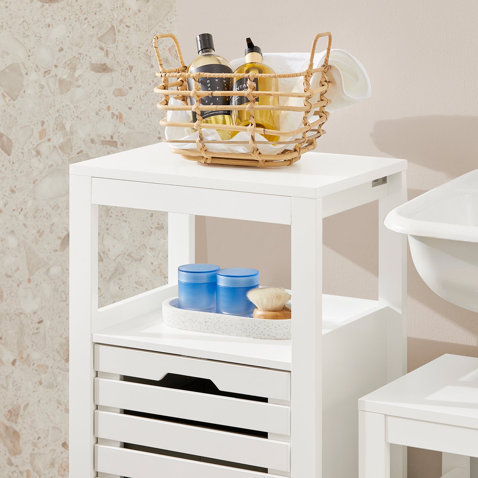 SoBuy Bathroom Laundry Basket Laundry Cabinet Storage Cabinet BZR67-W