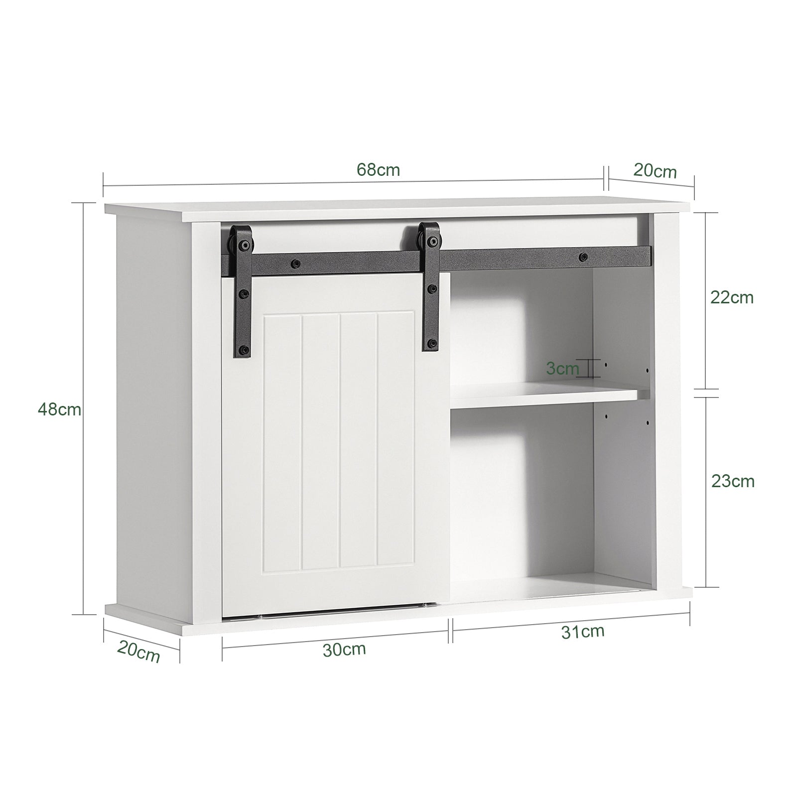 SoBuy BZR71-W, Bathroom Wall Mounted Storage Cabinet Cupboard with Sliding Door