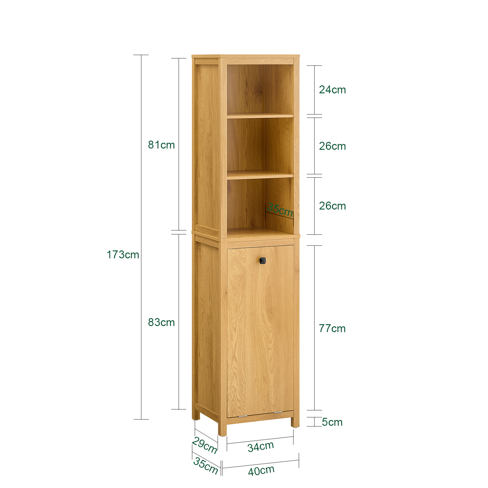 SoBuy Bathroom Tall Cabinet Cupboard Storage Cabinet with Laundry Basket BZR95-SN