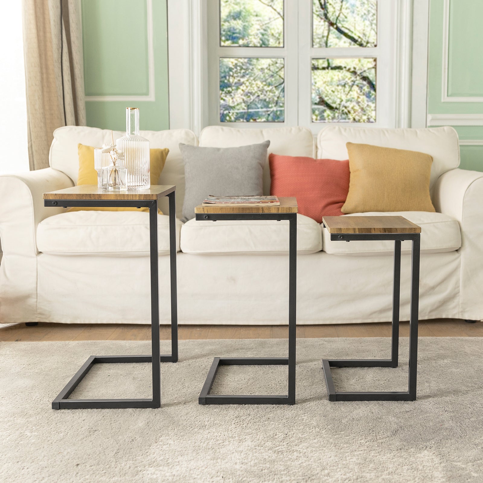 SoBuy FBT102-F Nesting Tables Set of 3 Coffee Tables Living Room Stacking Side Tables