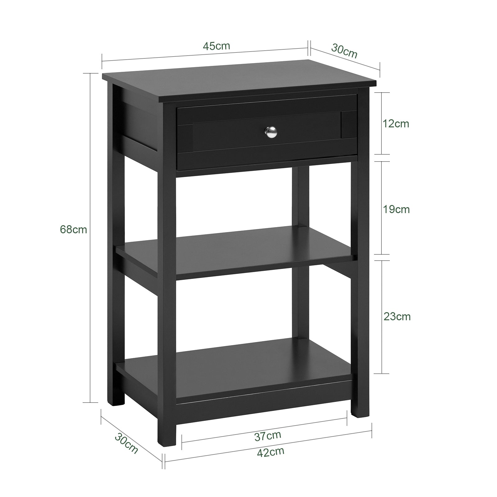 SoBuy Beside End Table with Drawers Black,FBT46-SCH