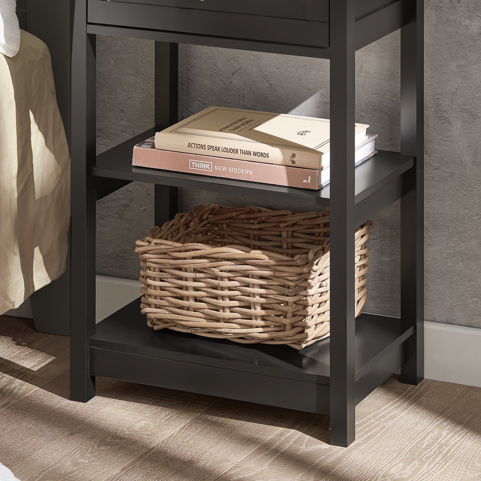 SoBuy Beside End Table with Drawers Black,FBT46-SCH