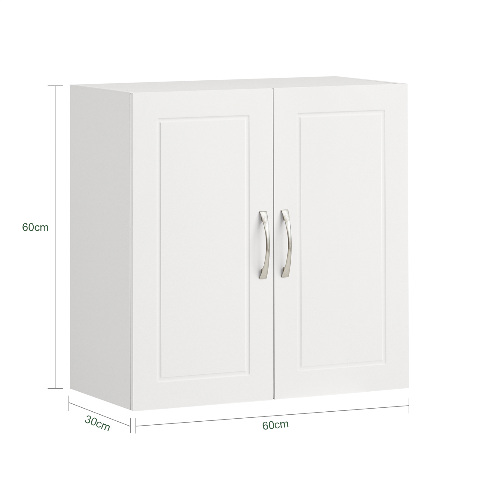 SoBuy Wall Cabinet White Kitchen Bathroom Unit with Double Doors FRG231-W