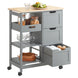 SoBuy FKW79-HG, Kitchen Trolley Cart Storage Serving Trolley With 3 Drawers And Removable Tray