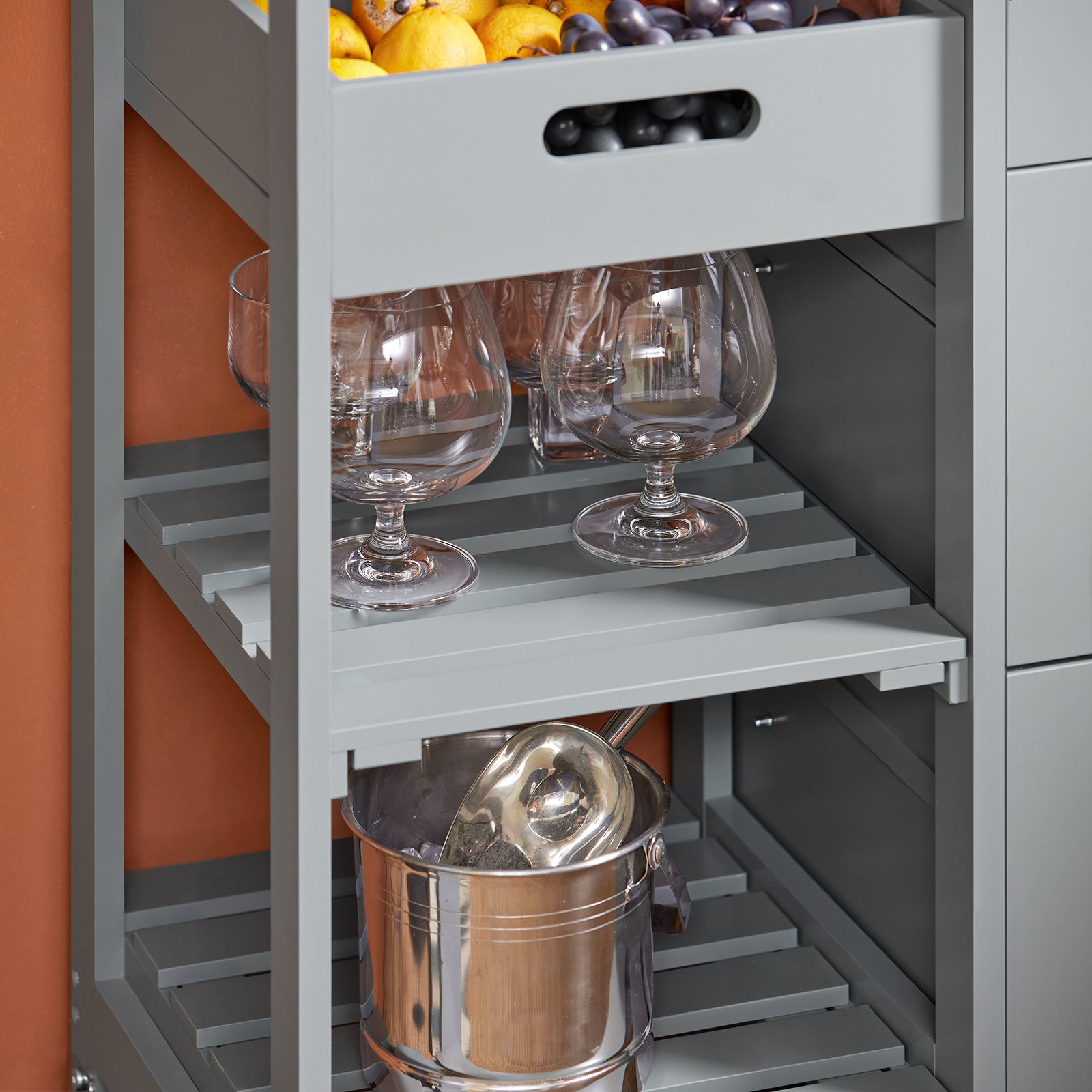 SoBuy FKW79-HG, Kitchen Trolley Cart Storage Serving Trolley With 3 Drawers And Removable Tray