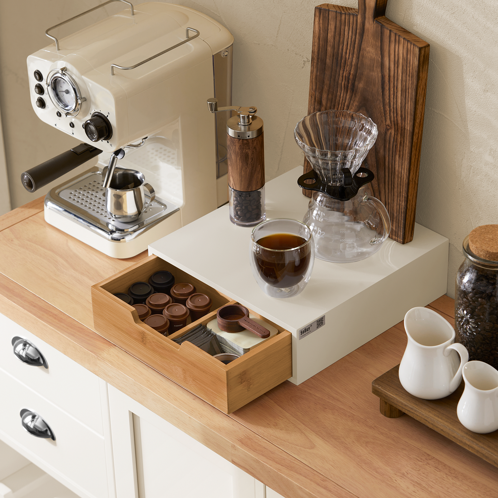 SoBuy Coffee Pod Storage Drawer, Coffee Capsule Holder Stand Box  FRG179-WN