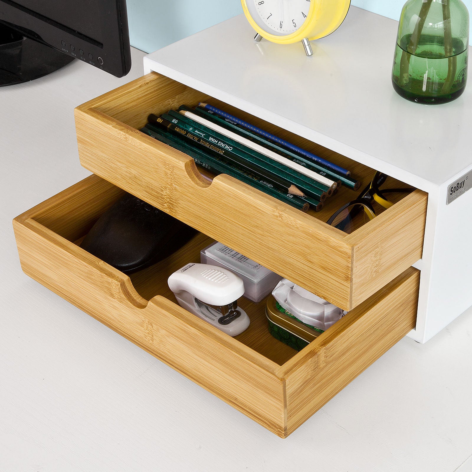 SoBuy FRG180-WN, 2-Tier Coffee Pod Storage Drawer, Coffee Capsule Holder Stand Box,Teabags Storage Case