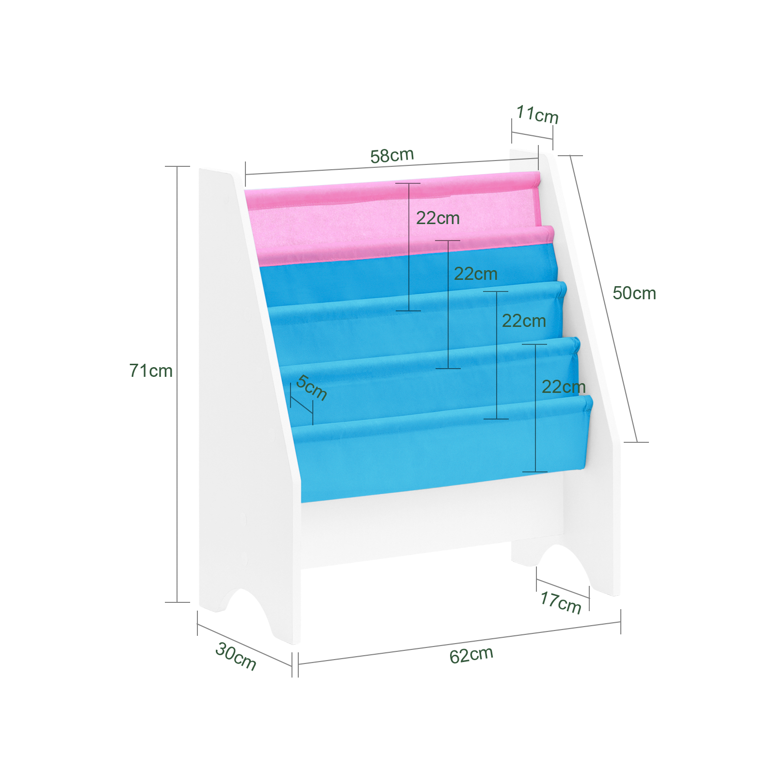 SoBuy FRG225-F Children Kids Bookcase Sling Storage Rack Organizer Display Holder