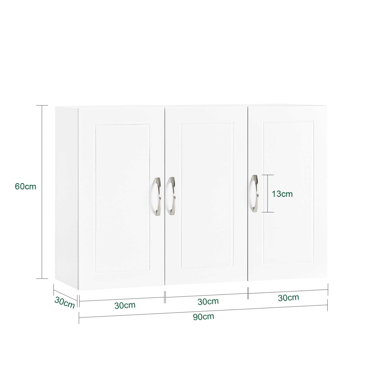 SoBuy 3 Doors Home Kitchen Bathroom Wall Cabinet Wall Storage Cabinet Unit FRG231-L-W