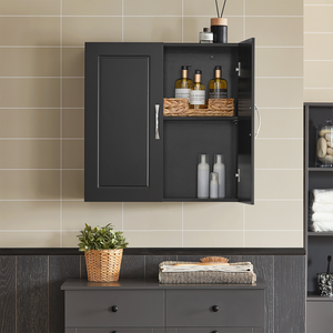 SoBuy FRG231-SCH,Wall Storage Cabinet Unit with Double Doors,Kitchen Bathroom Wall Cabinet,Garage or Laundry Room Black