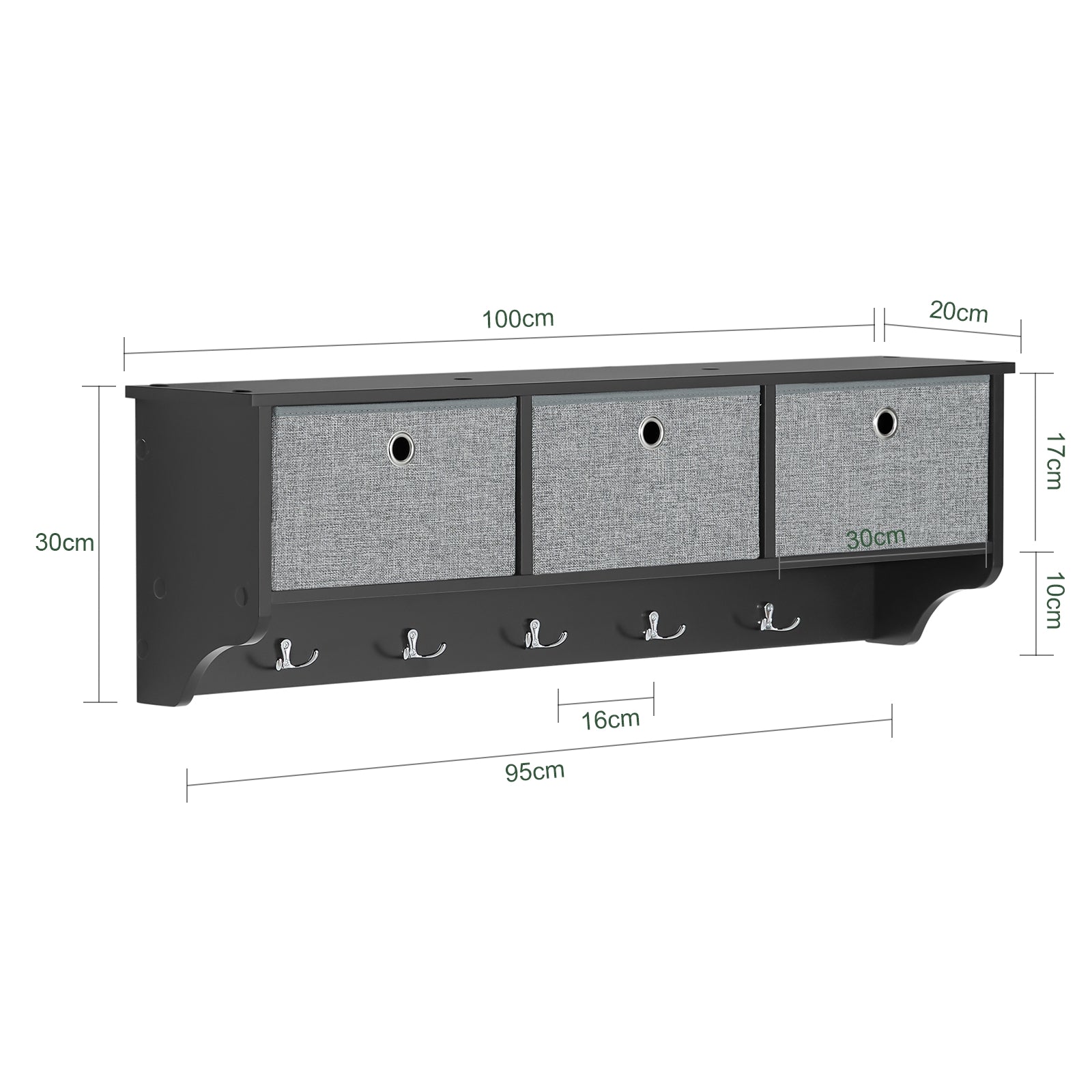 SoBuy FRG282-SCH Wall Coat Rack Wall Shelf Wall Storage Cabinet Unit