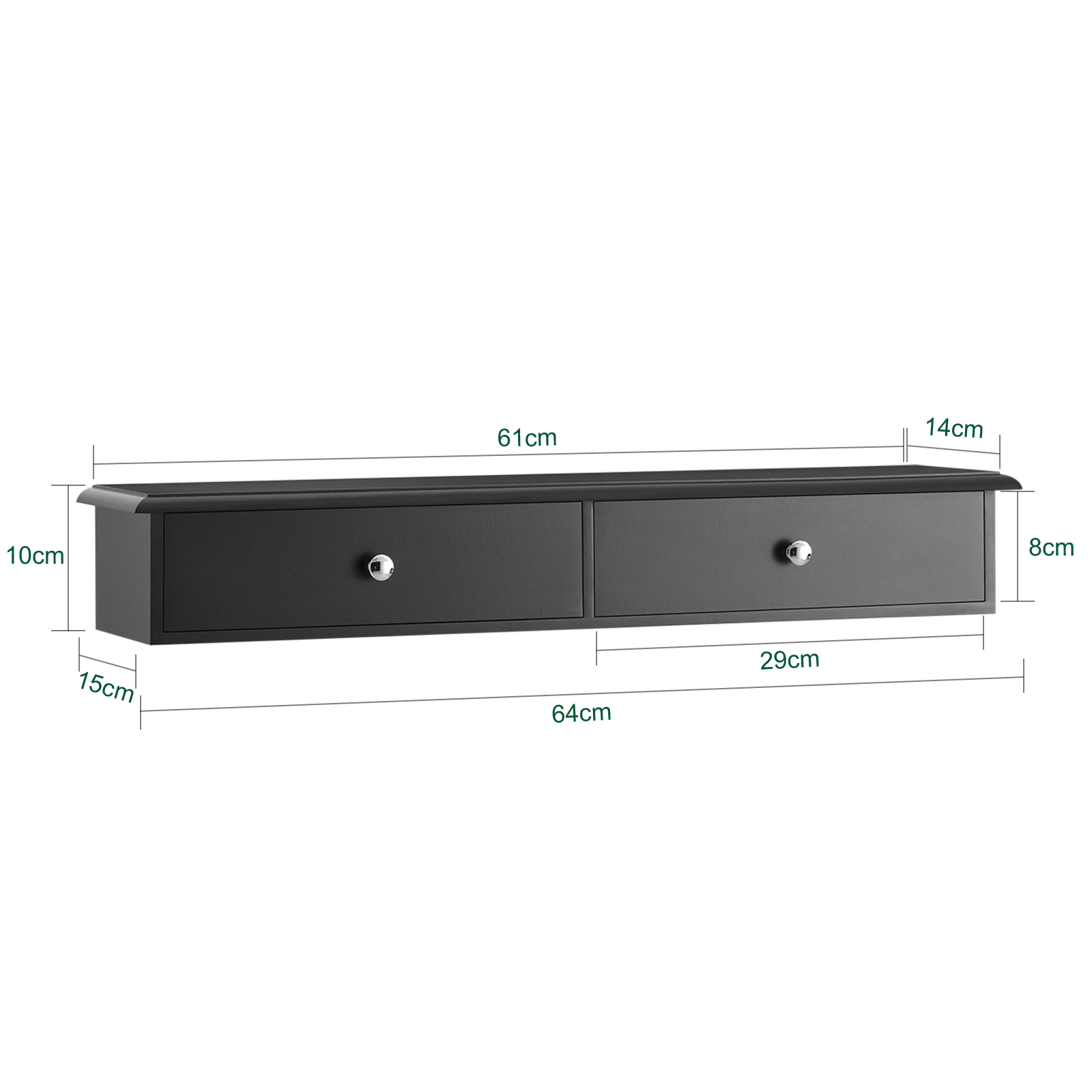 SoBuy Wall Mounted Display Storage Shelf Unit with 2 Drawers FRG43-SCH
