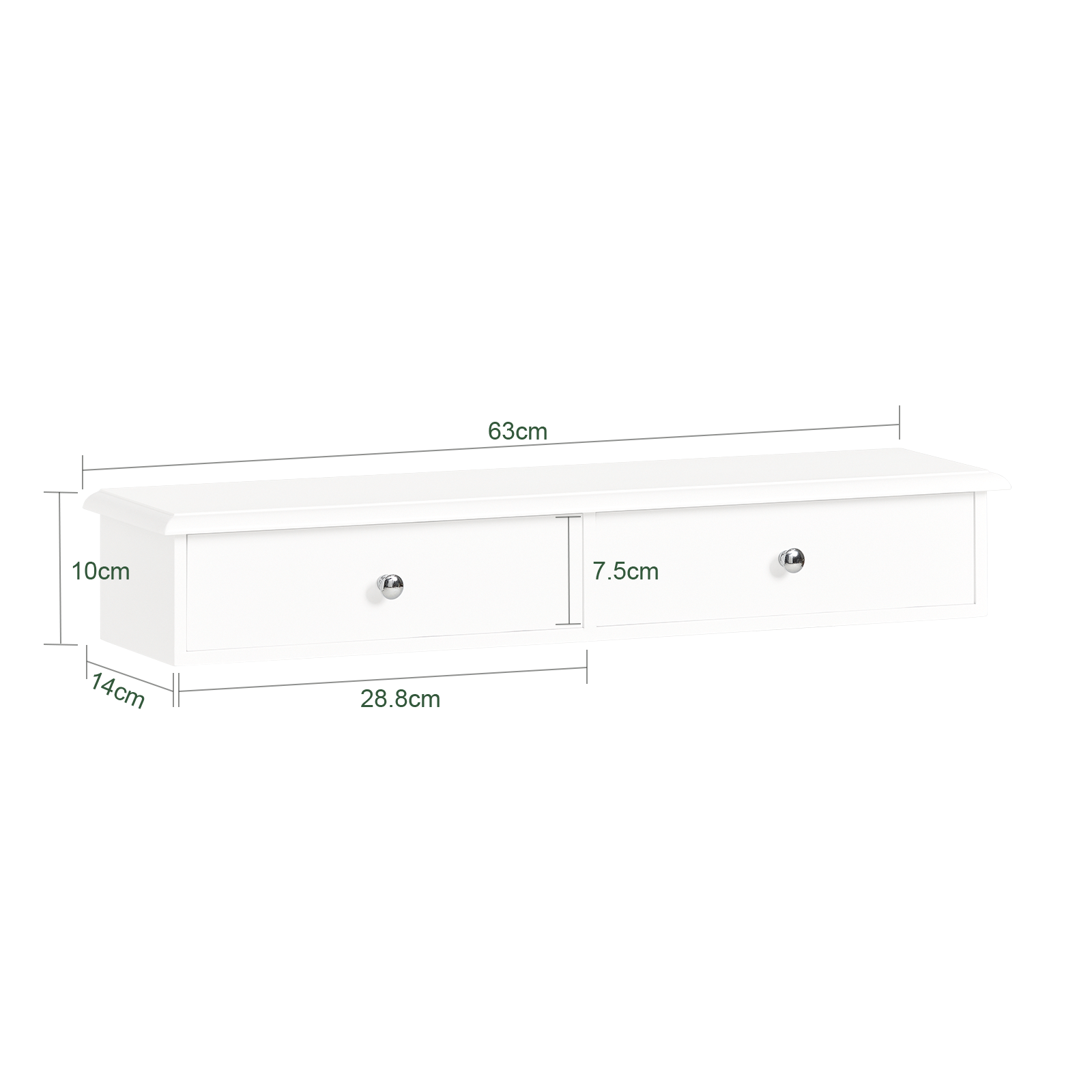 SoBuy Wall Mounted Display Storage Shelf Unit with 2 Drawers FRG43-W