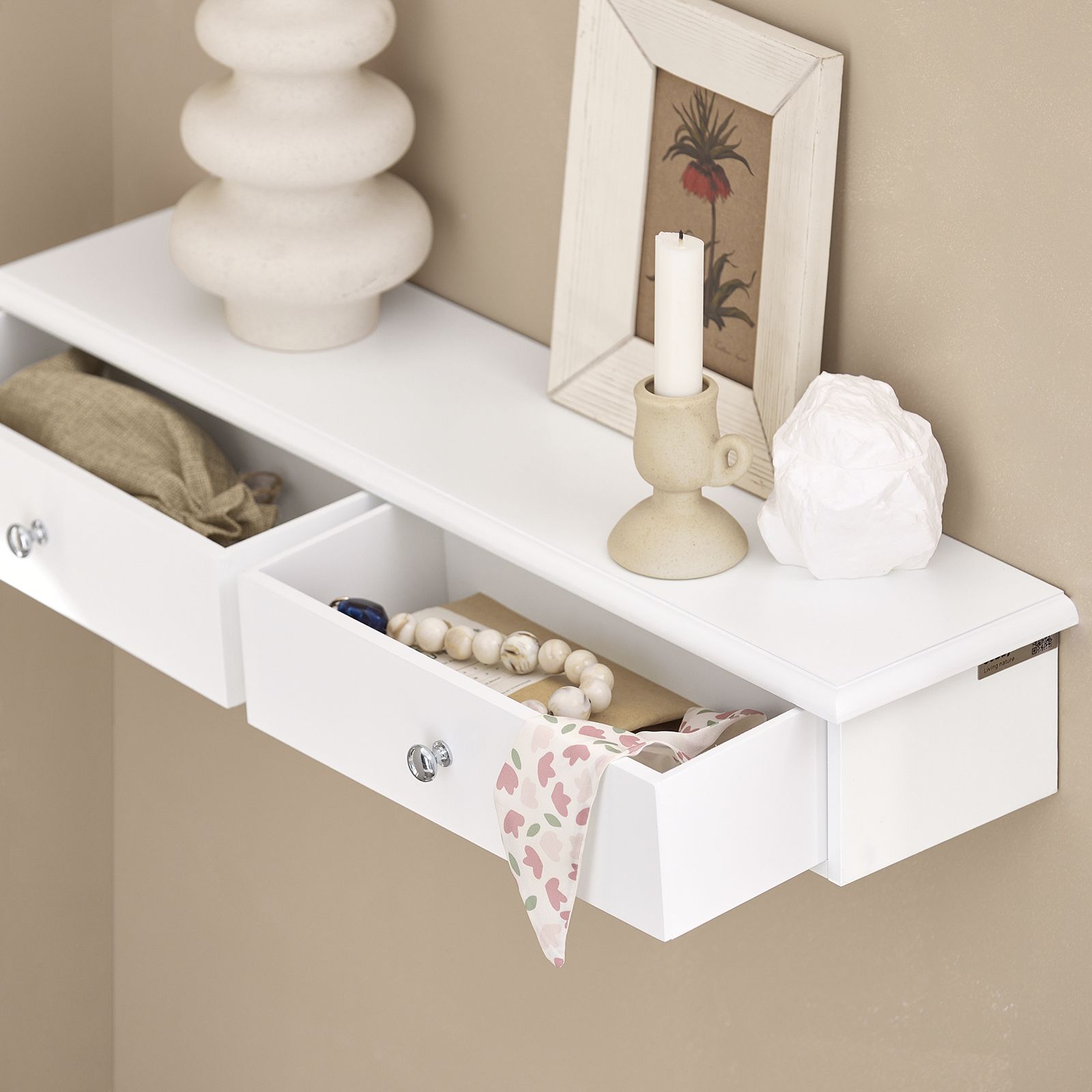 SoBuy Wall Mounted Display Storage Shelf Unit with 2 Drawers FRG43-W