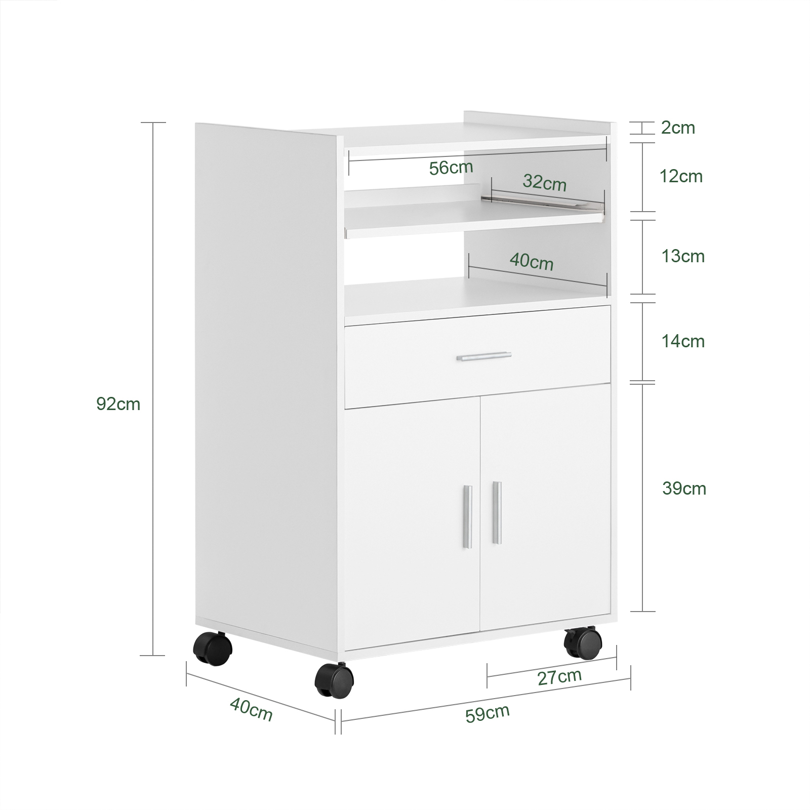 SoBuy Kitchen Wheeled Storage Shelf Trolley Kitchen Cabinet Unit FSB09-W