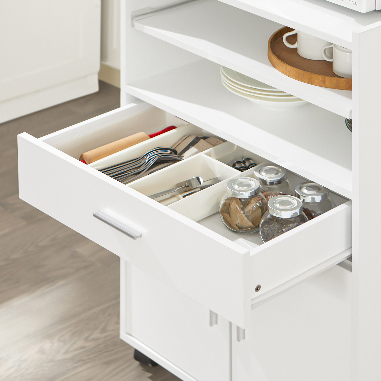 SoBuy Kitchen Wheeled Storage Shelf Trolley Kitchen Cabinet Unit FSB09-W