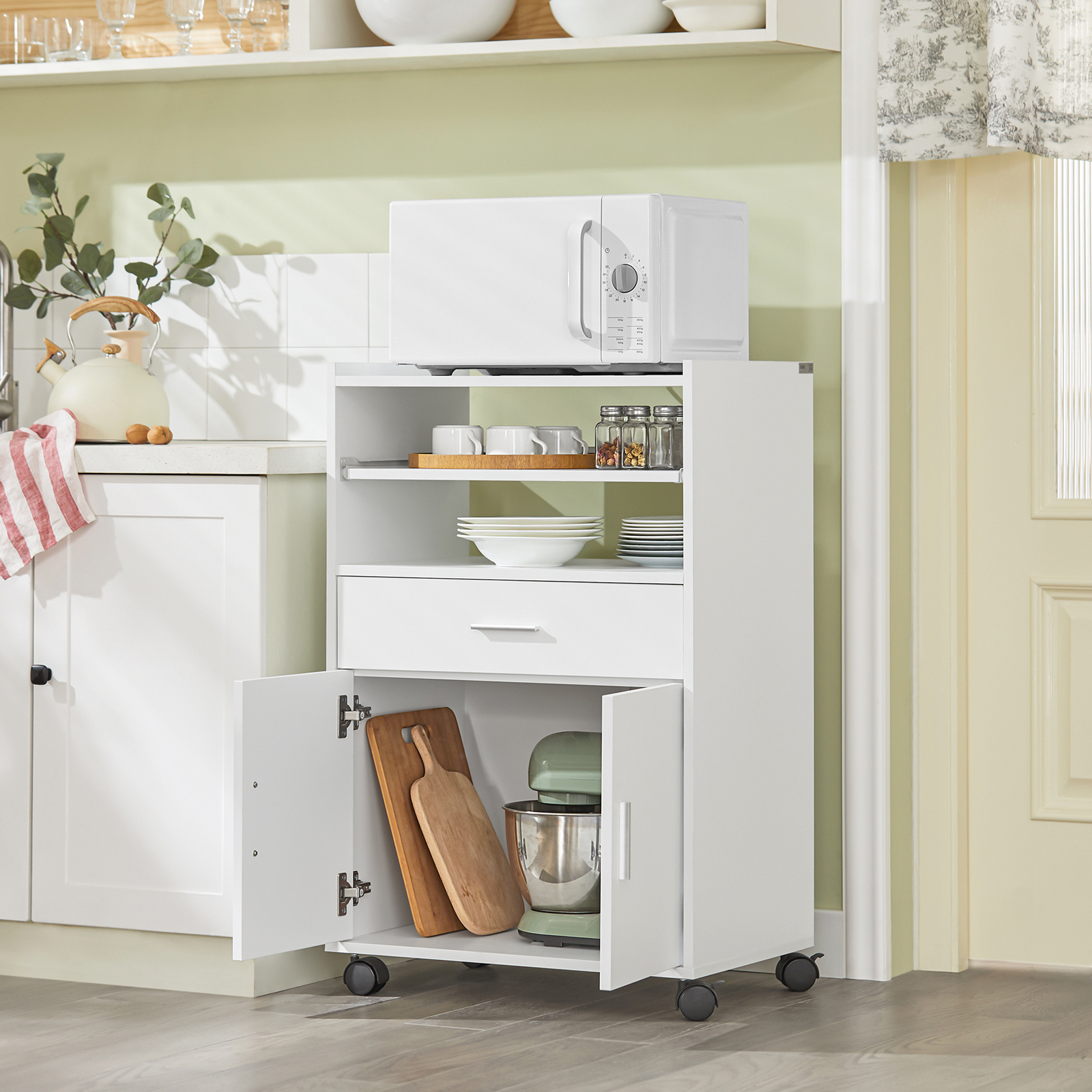 SoBuy Kitchen Wheeled Storage Shelf Trolley Kitchen Cabinet Unit FSB09-W