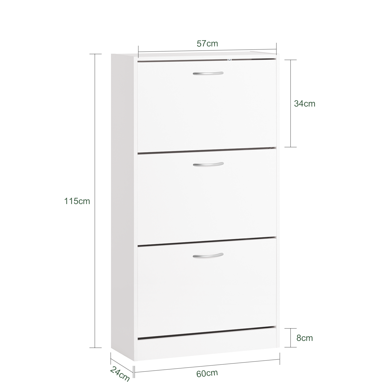 SoBuy FSR110-W,White Shoe Cabinet with 3 Flip Drawers, Freestanding Shoe Rack,Shoe StorageCupboard Organizer Unit