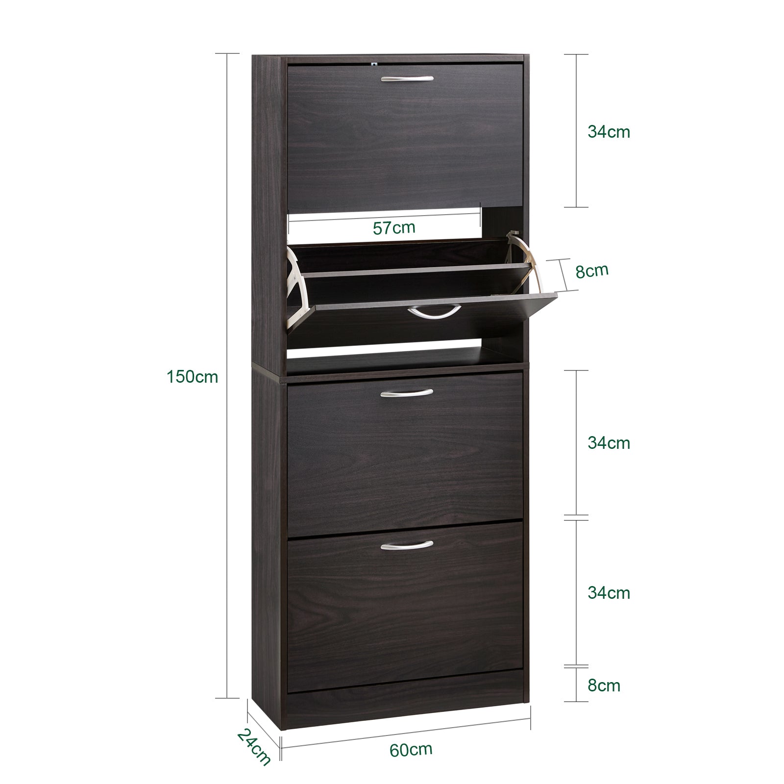 SoBuy Shoe Cabinet 4 Drawers Storage Cupboard Organizer Unit FSR137-H-DB