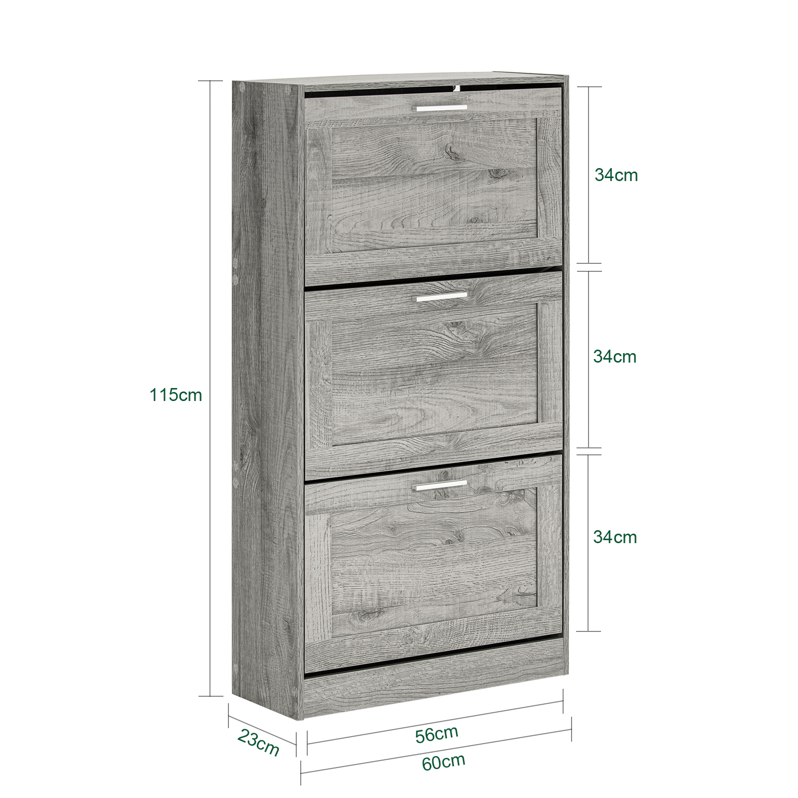 SoBuy FSR137-L-HG 3 Drawers Shoe Cabinet Storage Cupboard Organizer Unit