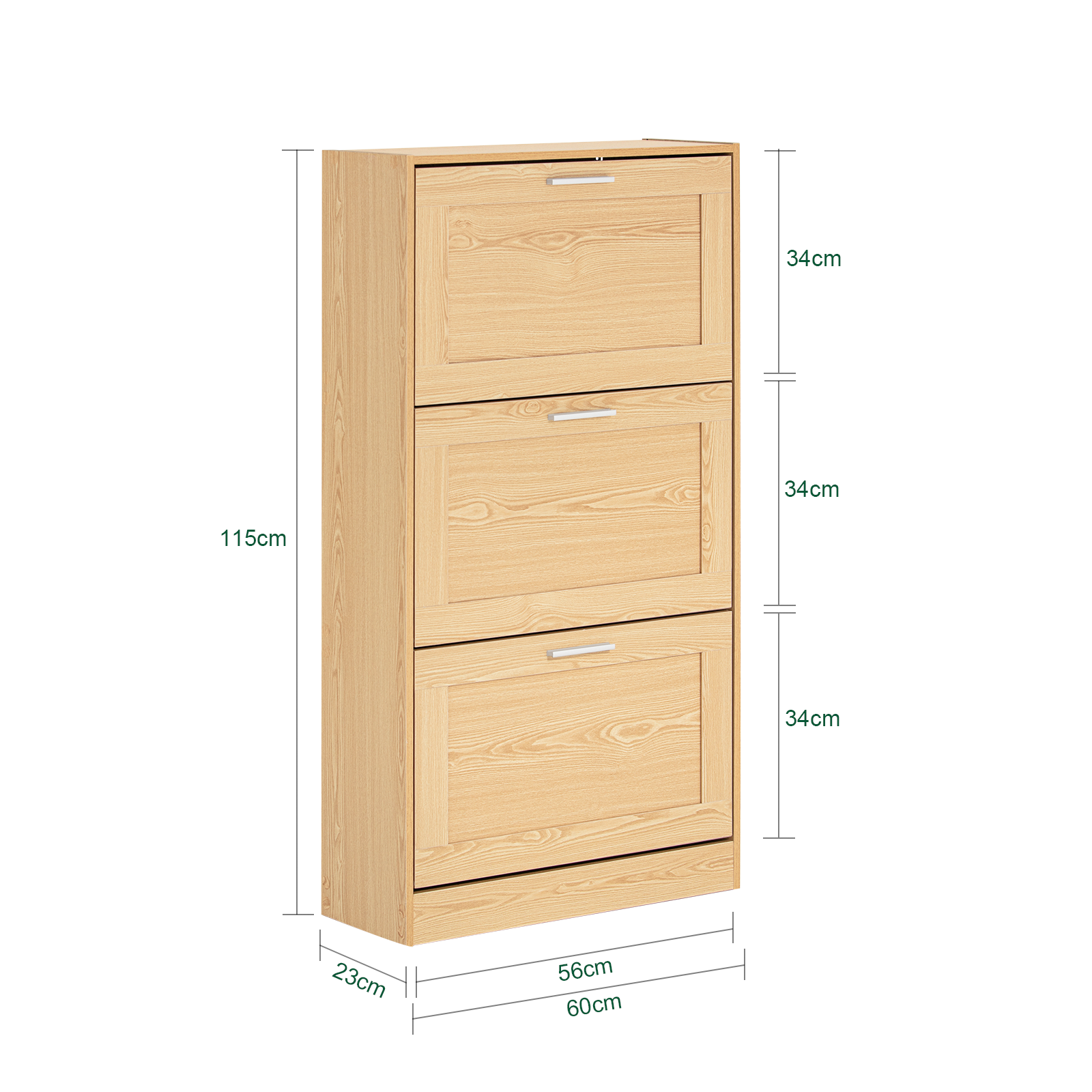 SoBuy FSR137-L-J 3 Drawers Shoe Cabinet Storage Cupboard Organizer Unit