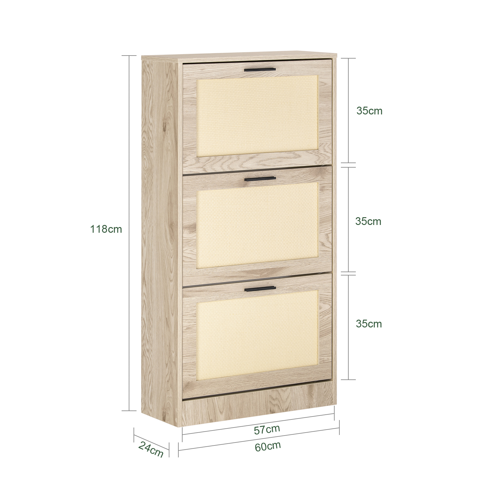 SoBuy Shoe Cabinet Shoe Storage with 3 Drawers Cupboard Organizer Unit FSR170-H-N