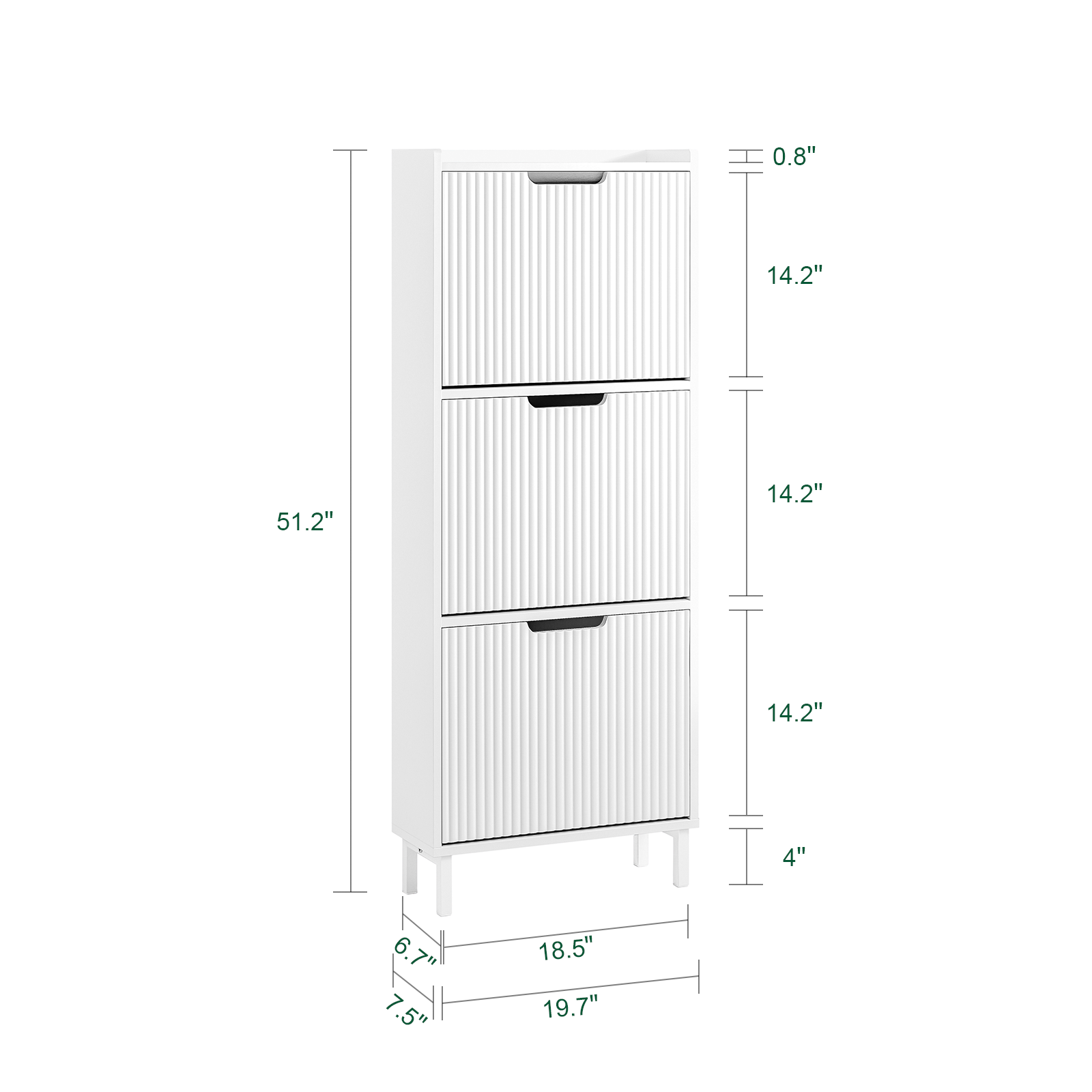 SoBuy Shoe Cabinet Shoe Rack with 3 Flip-Drawers Shoe Storage Cupboard Organizer Unit FSR177-H-W