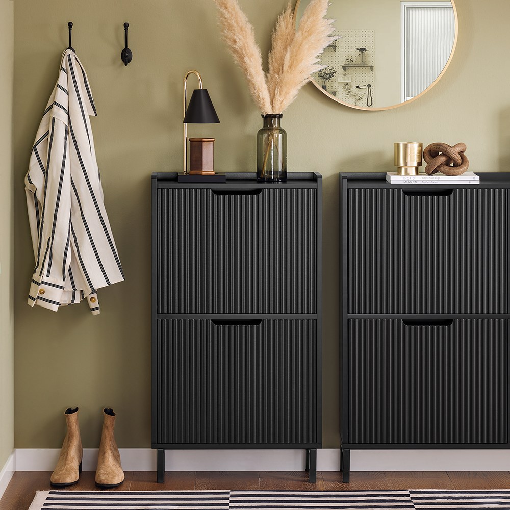 SoBuy Shoe Cabinet Shoe Rack with Flip-Drawers Slim Shoe Storage