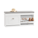 SoBuy FSR64-W,Hallway Shoe Bench,Shoe Cabinet with Flip-Drawer and Seat Cushion