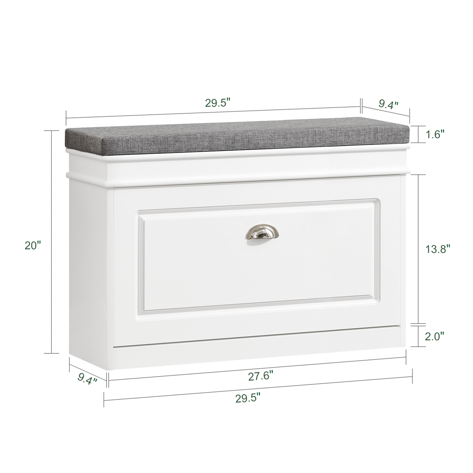 SoBuy FSR82-L-W, Hallway Shoe Bench Shoe Rack Shoe Cabinet with Flip-drawer and Seat Cushion