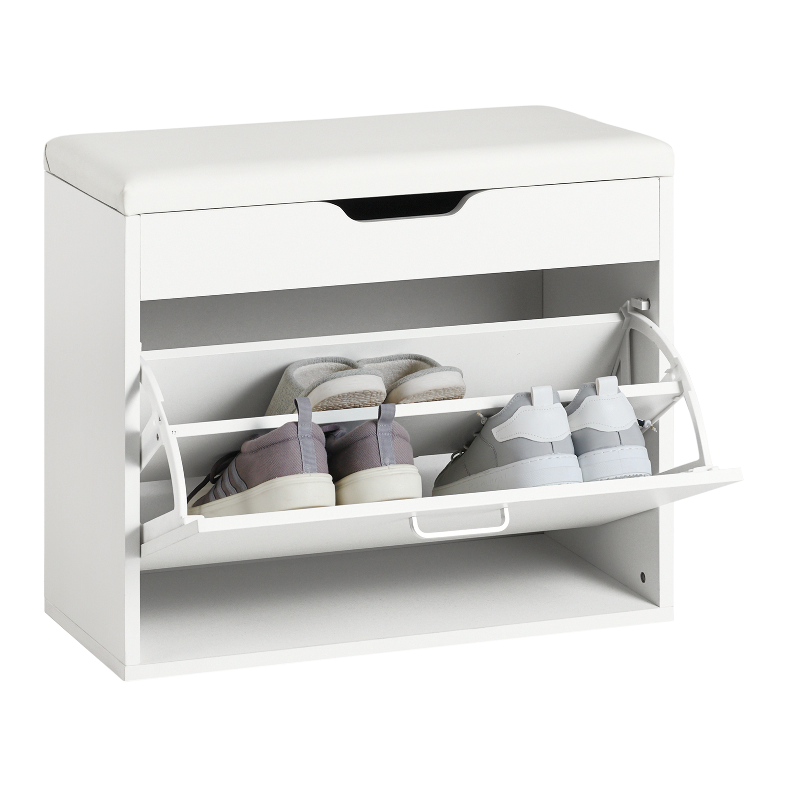 SoBuy Shoe Rack Shoe Bench Shoe Cabinet with Folding Padded Seat & Flip-Drawer FSR95-W