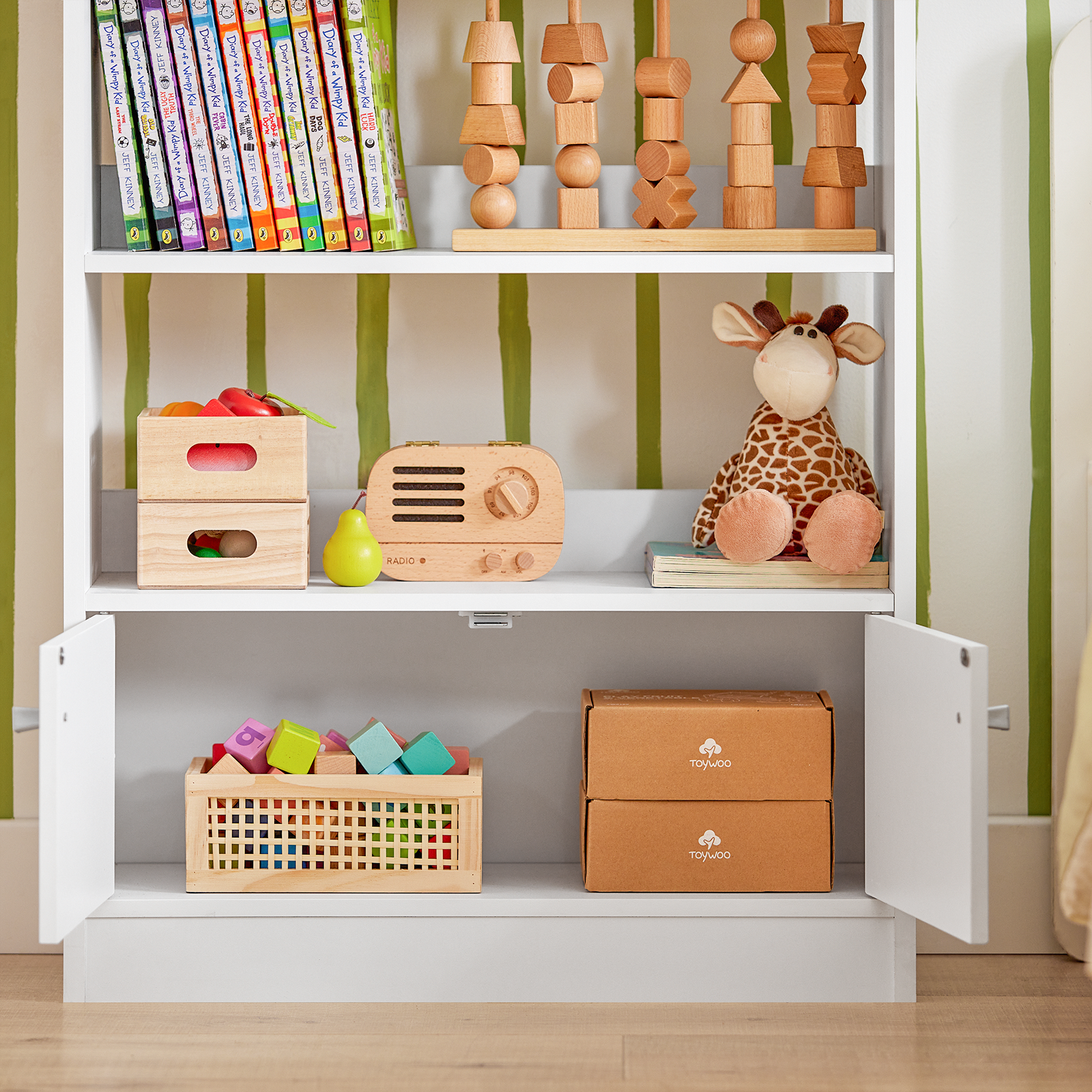 SoBuy KMB11-W,Children Kids Bookcase, Book Shelf Storage Display Shelving Cabinet Organizer