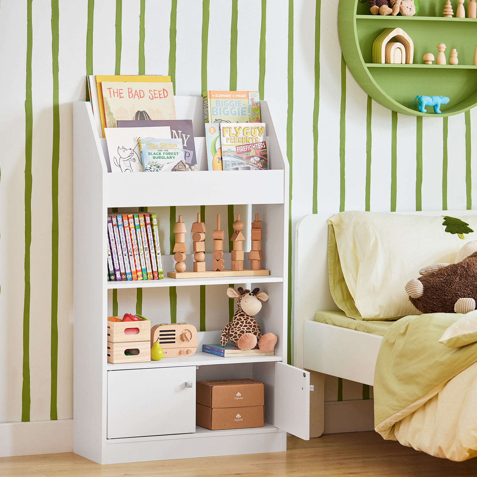 SoBuy KMB11-W,Children Kids Bookcase, Book Shelf Storage Display Shelving Cabinet Organizer