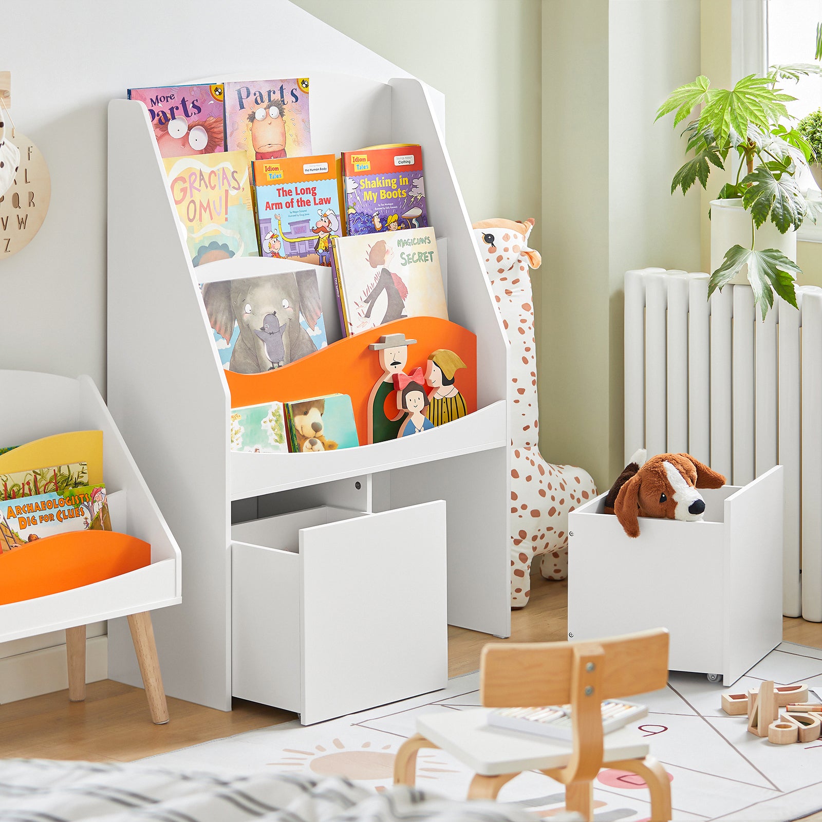 SoBuy KMB65-W,Children Kids Bookcase, Book Shelf Storage Display Shelving Cabinet Organizer