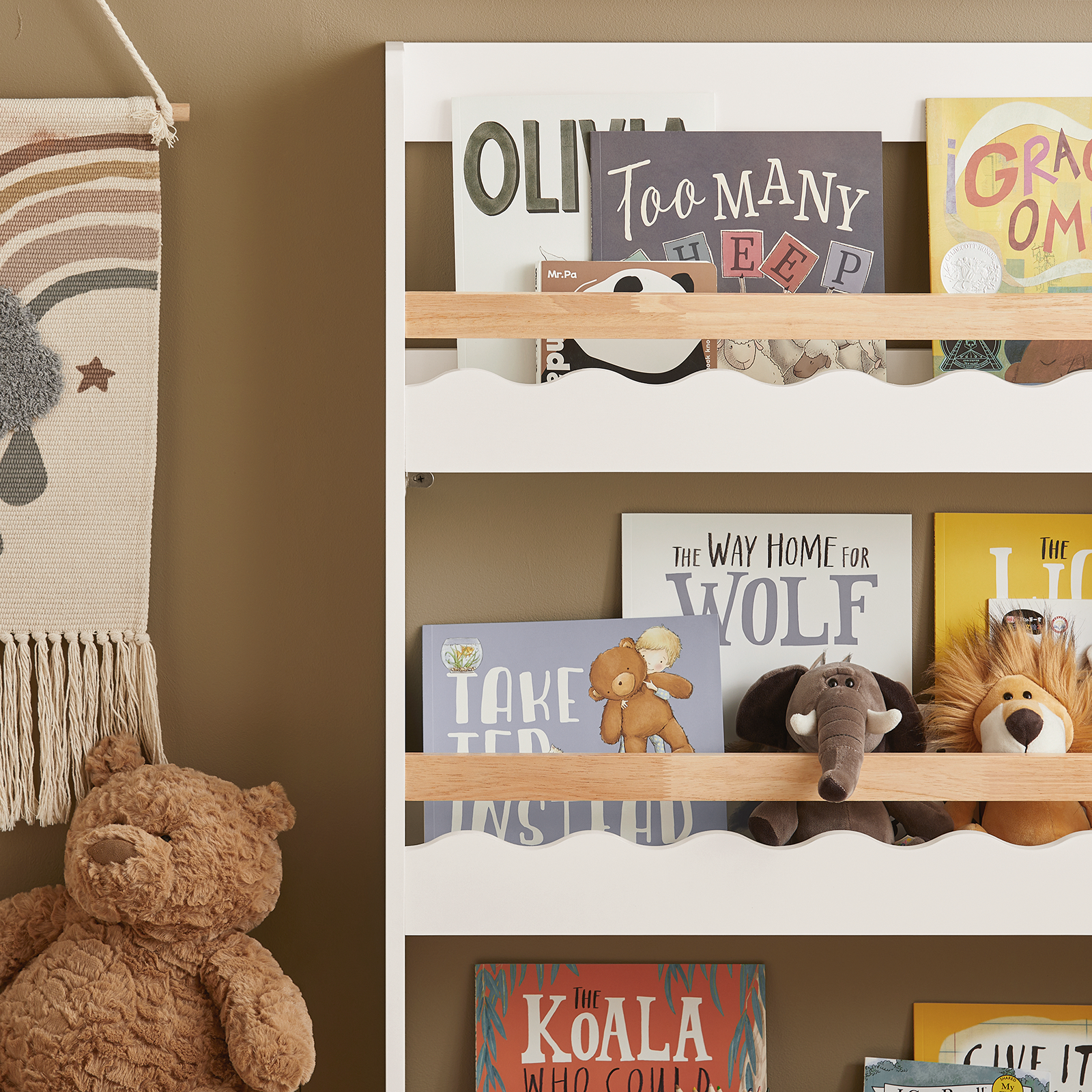 SoBuy KMB77-W Children Kids Bookcase Book Shelf Wall Shelf 3 Tiers Storage Shelf Rack