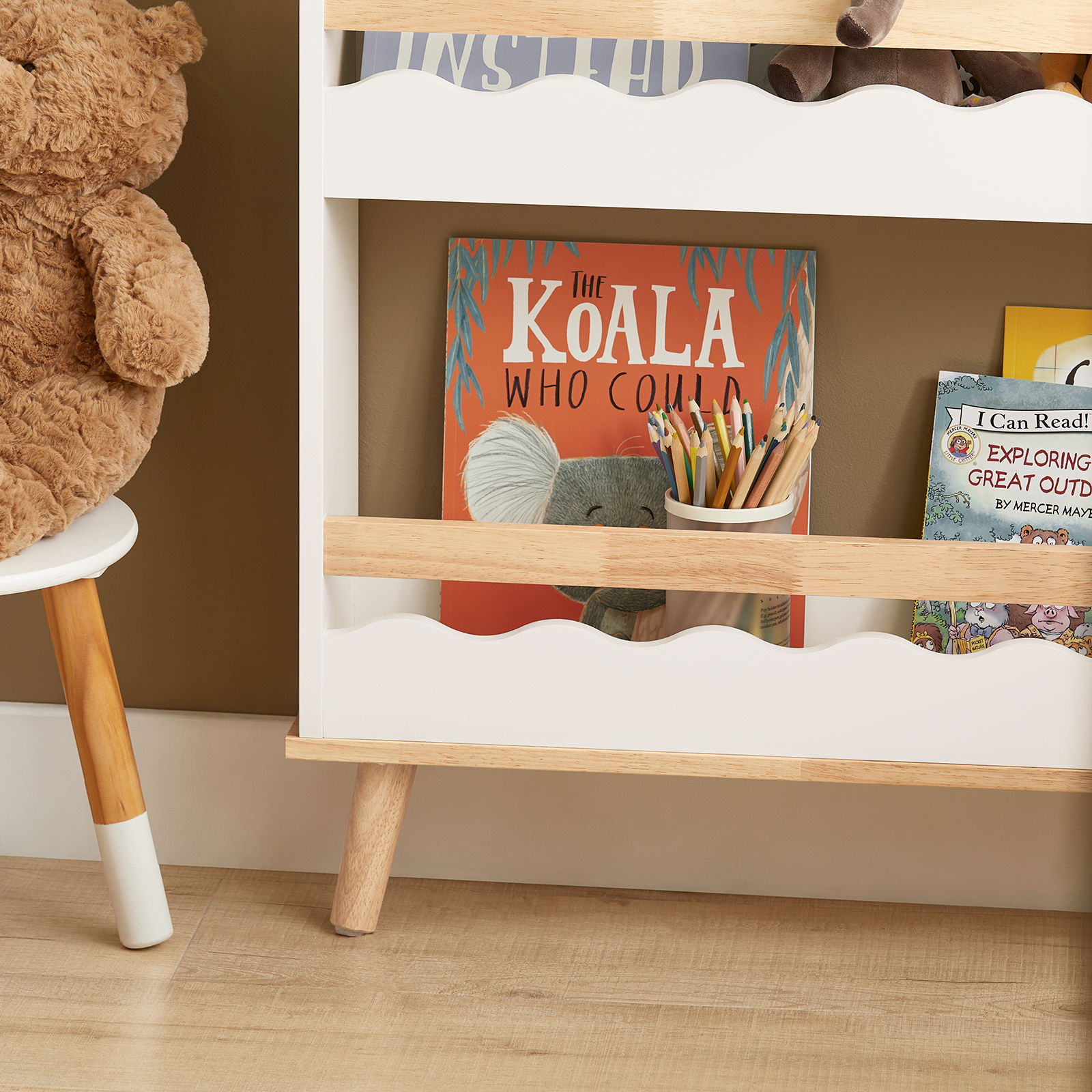 SoBuy KMB77-W Children Kids Bookcase Book Shelf Wall Shelf 3 Tiers Storage Shelf Rack