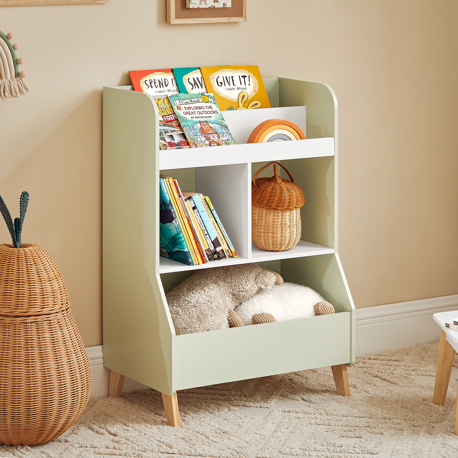 SoBuy Children Kids Bookcase Book Shelf Toy Shelf Storage Display Shelf KMB90-GR