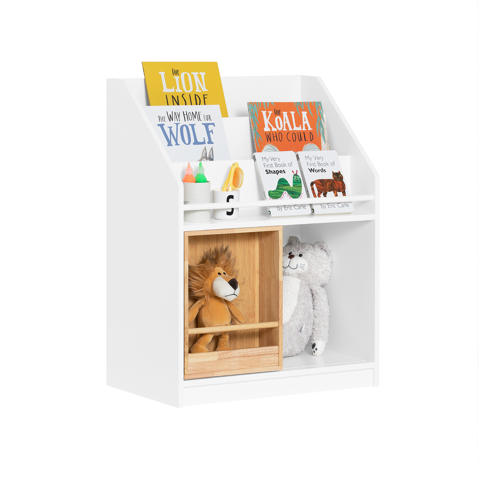 SoBuy Children Kids Bookcase Storage Display Rack Organizer Holder KMB98-W
