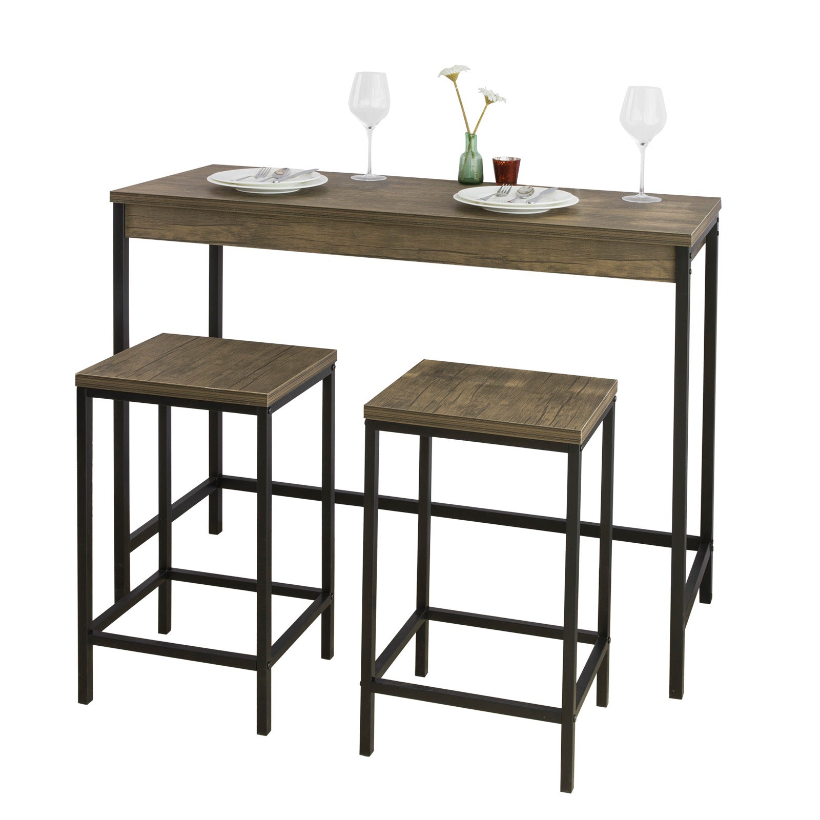 SoBuy OGT30-N Bar Set-1 Bar Table And 2 Stools, 3 Pieces Home Kitchen Furniture Dining Set