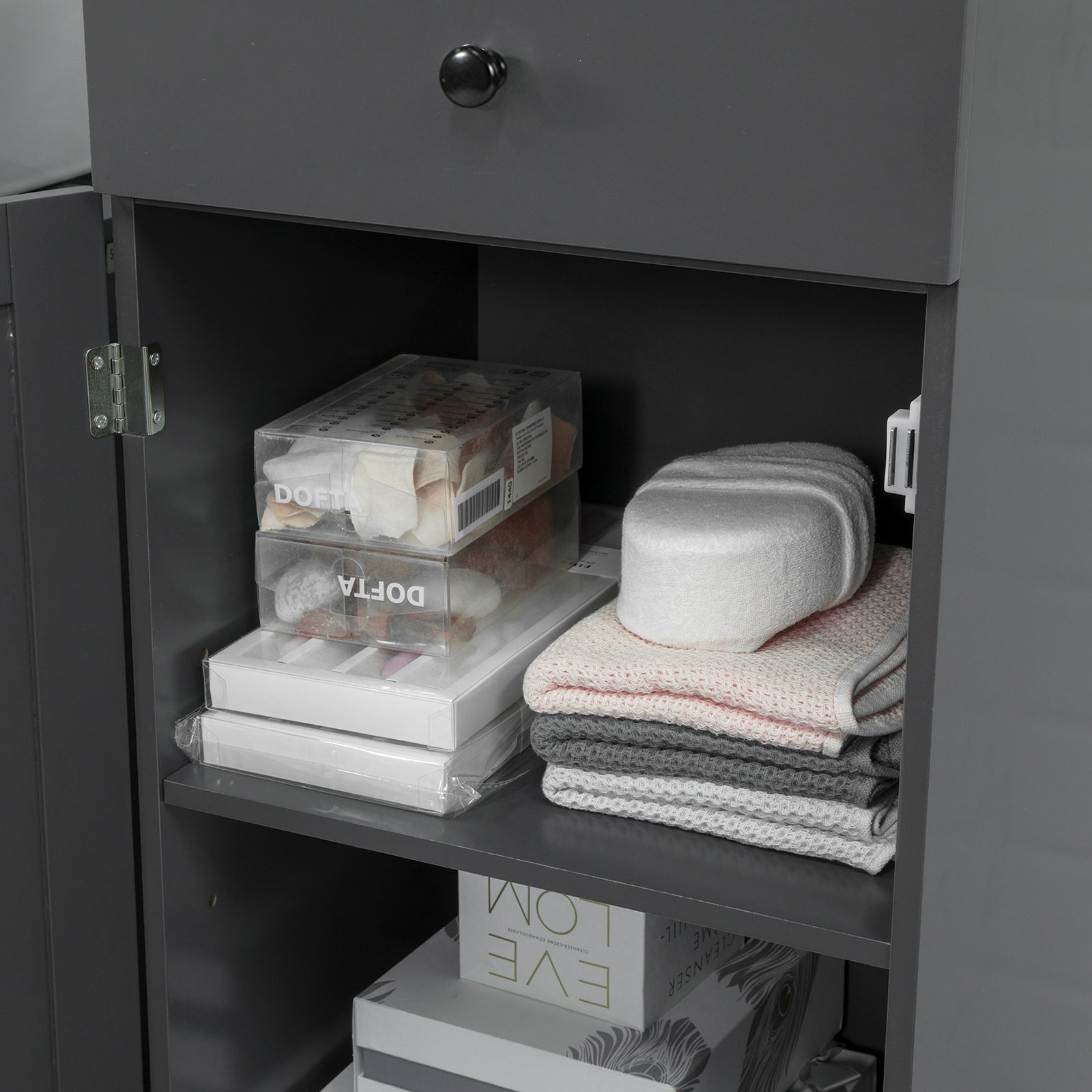 SoBuy BZR17-DG, Tall Bathroom Cabinet Bathroom Storage Cabinet with 3 Shelves 1 Drawer 1 Cabinet, 40x35x161cm
