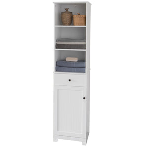 SoBuy BZR17-W, White Tall Bathroom Storage Cabinet Unit with 3 Shelves 1 Drawer 1 Cabinet, 40x35x161cm