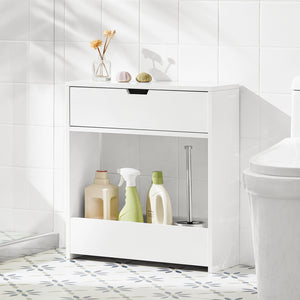 SoBuy BZR48-W, Bathroom Toilet Paper Roll Holder, Bathroom Shelf Narrow Shelf Storage Cabinet