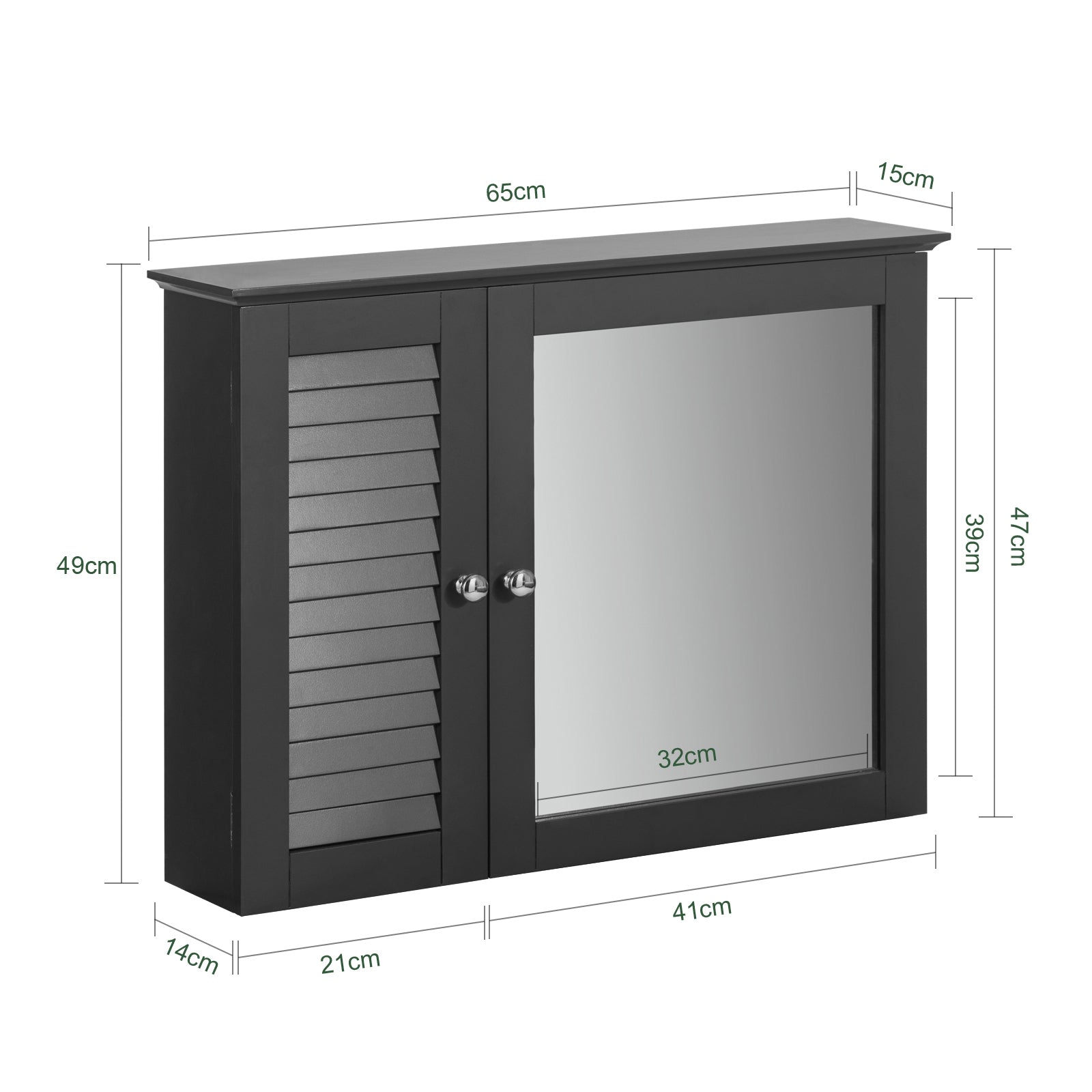 SoBuy BZR55-DG, Bathroom Wall Mirror Cabinet, Wall Mounted Bathroom Cabinet, Mirrored Storage Cabinet Unit, Grey