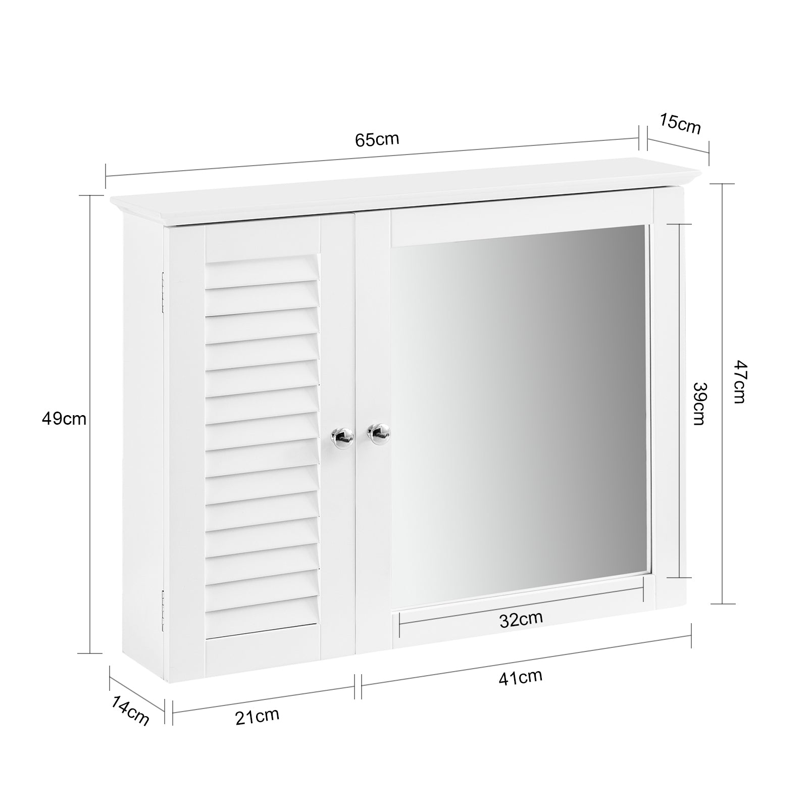 SoBuy BZR55-W, Bathroom Wall Mirror Cabinet, Wall Mounted Bathroom Cabinet, Mirrored Storage Cabinet Unit, White