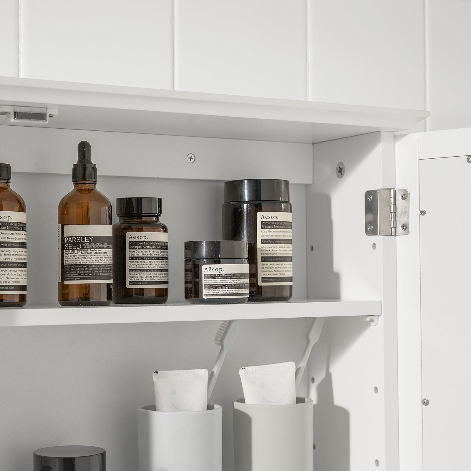 SoBuy BZR55-W, Bathroom Wall Mirror Cabinet, Wall Mounted Bathroom Cabinet, Mirrored Storage Cabinet Unit, White