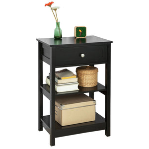 SoBuy Beside End Table with Drawers Black,FBT46-SCH