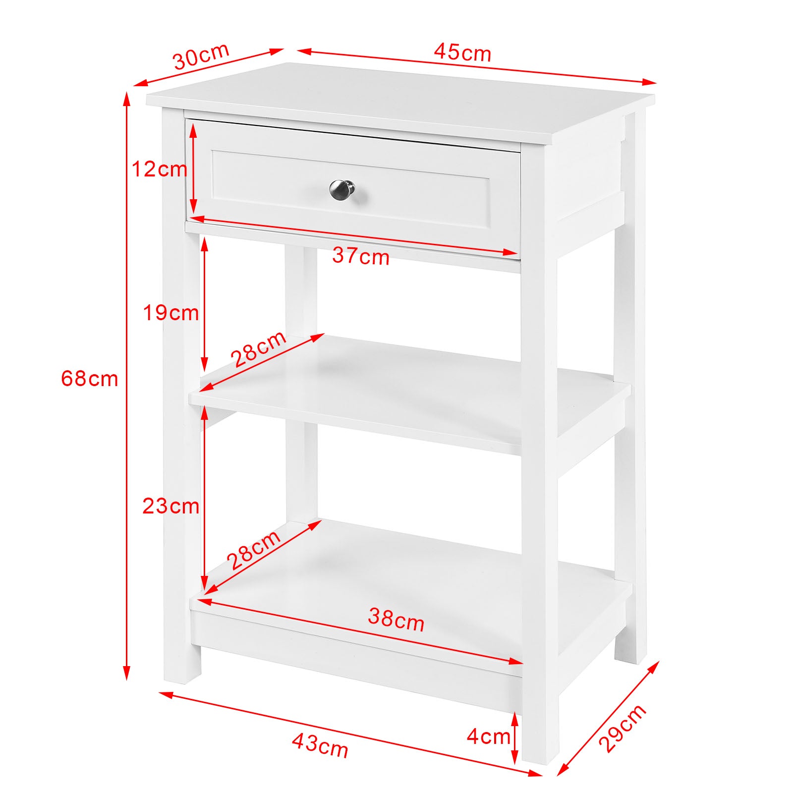SoBuy Beside End Table with Drawers White,FBT46-W