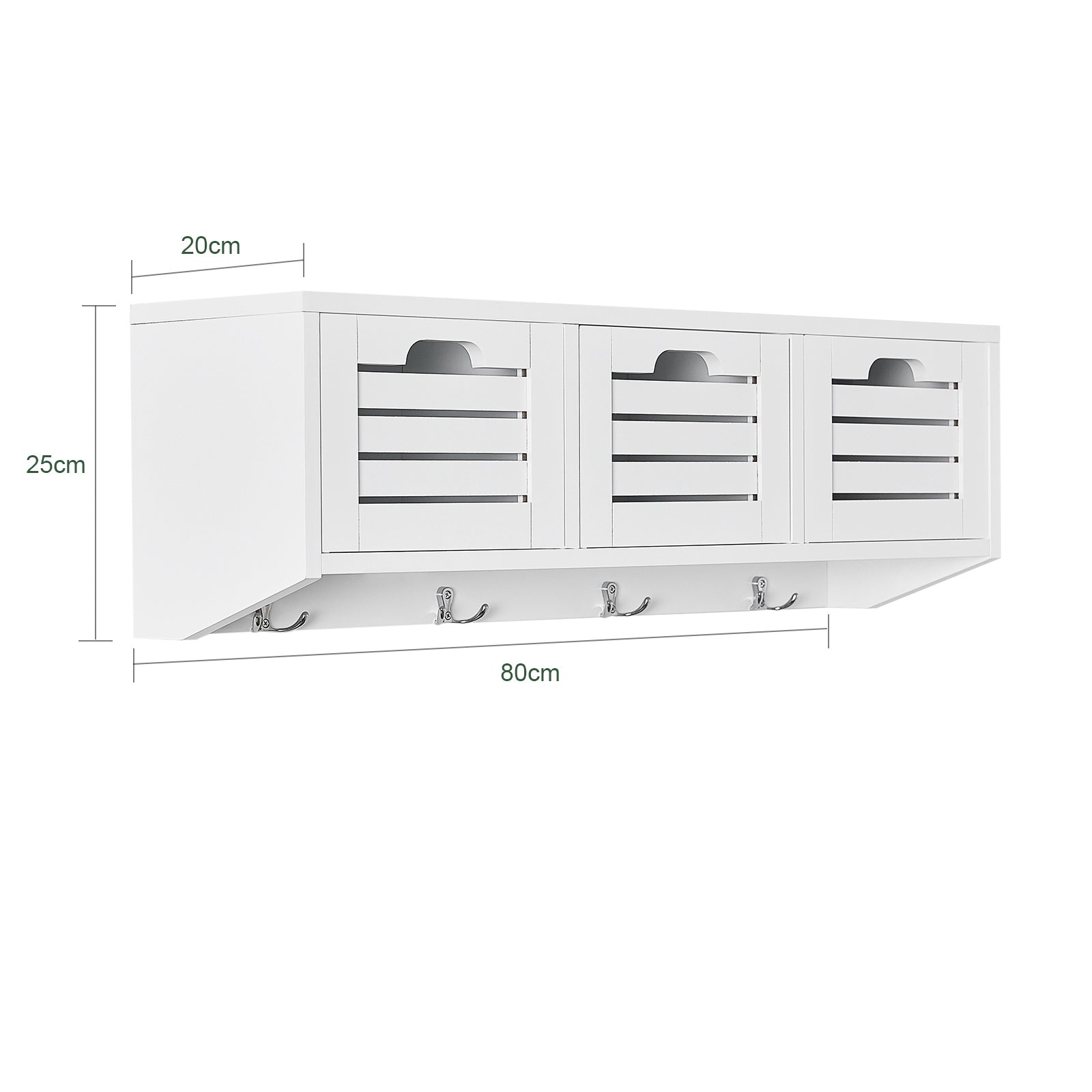 SoBuy FHK19-W, Wall Coat Rack Wall Shelf Wall Storage Cabinet Unit with 3 Drawers 4 Hooks