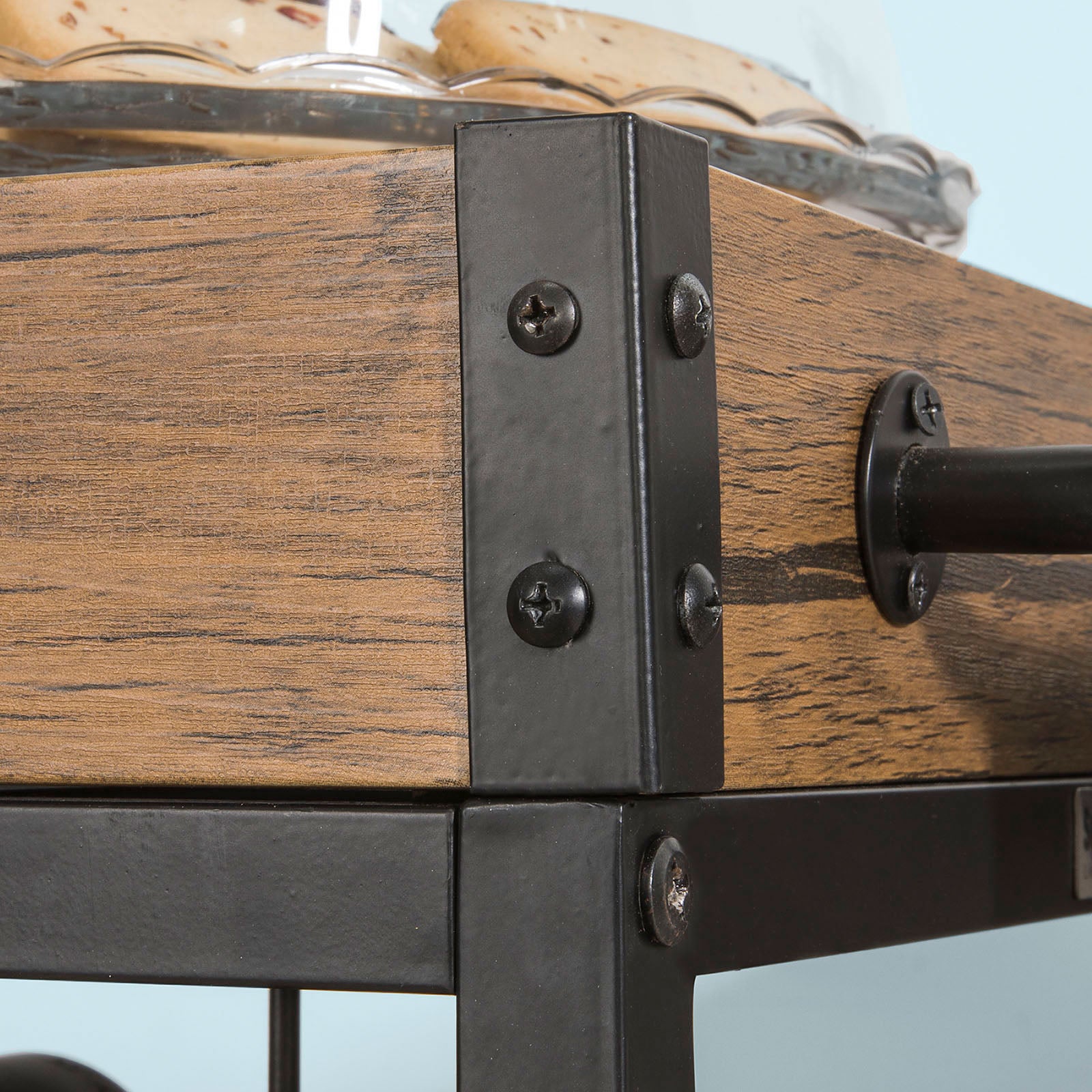 SoBuy Industrial Vintage Wood Metal 3 Tiers Kitchen Serving Trolley FKW56-N